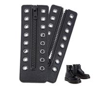 letsinstyle 2Pcs 6.3 x 2.17 Inch Leather Boot Zipper Insert, 8 Metal Eyelets Shoe Laces Zippers, Tieless Shoe Laces for Adults Men Women Sneakers Repair DIY