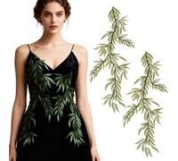 letsinstyle 2Pcs Forest Leaves Vine Patches, Leaves Vine Embroidered Lace Applique, Polyester Appliques for Wedding Dresses Bridal Gowns Headdress Decoration DIY Costume Embellishment