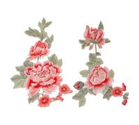 letsinstyle 2Pcs Orange Peony Flower Sew on Patch, Embroidery Floral Patches Silk Polyester Embroidered Applique, Sewing Crafts Kit for Clothes Jeans Jackets Bags DIY Embellishments Decorations