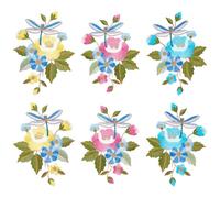 letsinstyle 3 Pairs Peony Dragonfly Embroidered Patches, 4.3 x 5.9 Inch Blossom Floral Iron On Patch, Retro Flower Sewing Appliques for DIY Clothing Jackets Jeans Backpacks Hats Arts Craft
