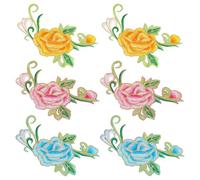 letsinstyle 3 Pairs Peony Embroidered Applique, 4.7 x 7.4 Inch Rose Blossom Embroidery Iron on Patch, Elegant Floral Boho Sewing Patches for Wedding Dress Clothes Jeans Hat Jackets