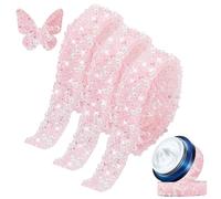 letsinstyle 3 Rolls 3 Yards 0.47" Self Adhesive Pearl Rhinestone Ribbon, Bling Pink Crystal Pearl Strips Diamond Sticker, Rhinestone Tape for Crafts DIY Phone Wedding Birthday Party Decor