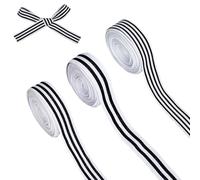 letsinstyle 3 Rolls 30 Yards 0.98 Inch Black and White Striped Ribbon, Double Faced Striped Grosgrain Ribbons, Wrapping Embellishments for Wedding DIY Crafts Bouquets Cake Decoration