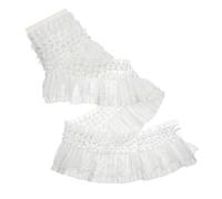 letsinstyle 3 Yards 3.15" Elastic Organza Ruffled Pleated Lace Trim, Lace Edge Gather Ruffle Trim Ribbon, Vintage Tulle Stretchy Ribbons for Sewing Dress Bag Costume Decoration Trimming Craft