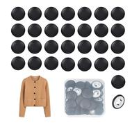 letsinstyle 30 PCS 20mm Black Faux Leather Covered Buttons, Round PU Leather Button with Shank, Sew On Upholstery Knitting DIY Handcraft Decoration for Furniture Jeans Sofa