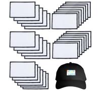 letsinstyle 30 Pcs Sublimation Patches, 1.9 x 3.1 Inch Flat Black Border Embroidery Patch, Rectangle Iron on Repair Decorative Blanks Patches for Caps Clothes Shoes Bags Backpacks Uniforms