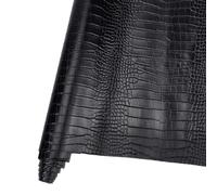 letsinstyle 30 x 137 cm Embossed Alligator Synthetic PU Fabric, Black Waterproof Crocodile Vinyl Faux Leather Sheets, Leatherette Synthetic Fabrics for Bows Jewelry Crafts Making