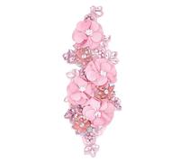 letsinstyle 3D Flower Rhinestone Lace Appliques, Beaded Floral Embroidered Sew on Patch, Embellishments for Wedding Dress Collar Decor DIY Crafts Decorations