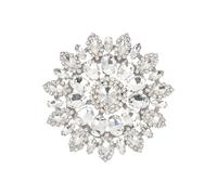 letsinstyle 4.3 Inch Round Rhinestone Flower Applique, Glitter Floral Crystal Patch with Metal Chain, Sparkly Patches for Evening Dresses Bridal Gowns Dance Costumes Embellishments