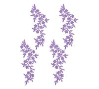 letsinstyle 4 PCS Purple Flower Leaves Vine Patch, 10.2" x 3.9" Embroidered Floral Iron on Patch Appliques, Sew on Plum Blossom Appliques for Clothes Trimming Shoes