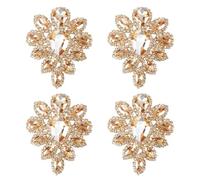 letsinstyle 4 Pcs Teardrop Rhinestone Applique, 1.77 x 2.36 Inch Champagne Crystal Wedding Bridal Appliques, Shining Beaded Sew on Patches for DIY Bridal Wedding Dress Shoes Bags Clothing Decoration