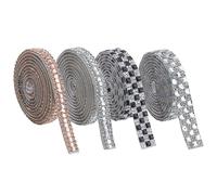 letsinstyle 4 Yards Self Adhesive Rhinestone Ribbons, Glitter Pearl Trim Sticker Bling Crystal Strips, Decorative Sewing Supply for Wedding Birthday Party Decorations