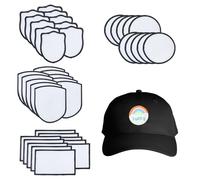 letsinstyle 40 PCS Sublimation Blanks Patches Fabric, 4 Shapes Iron-on Patch with Black Border, Strong Adhesive White Badges Applique for DIY Crafts Caps Hats Backpacks Uniforms