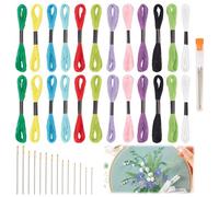 letsinstyle 42 Pcs Sashiko Thread Kit, 24 Pcs 8 m Cotton Thread and 18 Pcs Hand Sewing Needle, Sashiko Embroidery Starter Bundle for Hand Quilting Embroidery Projects Pick Stitching