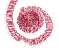 letsinstyle 5 Yard Red Gingham Ruffle Elastic Lace Trim, 2-Layer Pleated Gathered Edge Ribbon, Stretch Narrow Edge Crocheted for DIY Craft Sewing Dress Applique Home Decor