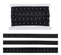 letsinstyle 5 Yards 0.98 Inch Single Hook and Eye Tape Trims, Silver Metal On Black Tape Ribbon, Sewing Accessory for Quilting Corset Bra Renaissance Dance Bridal Costumes