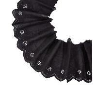 letsinstyle 5 Yards Black Cotton Eyelet Lace Trim, 6.2 Inches Wide Vintage Embroidery Ruffle Ribbon, Wave Edge Flower Embroidered Laces for Sewing Dresses Bag Pets Clothes Apron