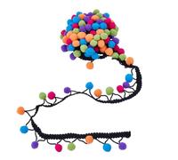 letsinstyle 5 Yards Colorful Pom Pom Trim Ribbons, 0.7" Wide Ball Fringe Trim Ribbon, Tassel Balls Sewing Fabric DIY Crafts Accessory for Home Curtain Clothes Pillow Decoration
