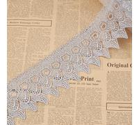 letsinstyle 5 Yards Europe Candle Pattern Lace Trim, 3.7 Inch Inelastic Embroidery Lace Trim, Grey Venise Scalloped Edge Ribbon for Dresses Skirt Clothes Bag Tablecloth Curtain