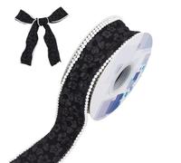 letsinstyle 5 Yards Floral Ribbbon with Pearls, 1.6 Inch 3D Flower Fishtail Beads Ribbons, Chiffon Pearl Edge Trims for Wrapping Bows Bouquet Decor Crafts Wedding Bridal Decorations