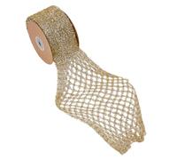 letsinstyle 5 Yards Stretchable Metallic Mesh Ribbon, 2.4-6.6 Inch Glitter Web Wire Ribbons, Golden Christmas Decorative Mesh Ribbon for Tree Wreath Gift Wrapping Bow DIY Crafts