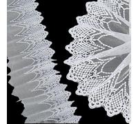 letsinstyle 5 Yards x 4.3 Inch Flower Wavy Edge Lace Ribbon, White Embroidered Scalloped Edge Ribbons, Vintage Floral Eyelet Sewing Trim for Home Decor DIY Sewing Craft Wedding Dresses