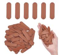letsinstyle 50 Pcs Brown Blank Leatherette Hat Tags with Holes, Rectangle Laser Engraving Faux Leather Tags, Square Rustic Labels for Custom Name Knitting Bags 1.7 x 0.47 Inch