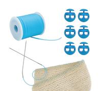 letsinstyle 50 Yard Stitch Keeping Cords with 6 PCS Hole Cord Locks, 2 mm Hollow Rubber Tubing Knitting Barber, Keeper Cords for Holding Stitches Bracelet Necklace Beading