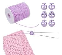 letsinstyle 50 Yards Hollow Pipe Rubber Tube Cord, 2mm Rubber Hollow Tube Cords with Plastic Cord Locks, Tubing Knitting Barber Keeper for Knitting Projects and Jewelry Making