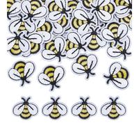 letsinstyle 50Pcs 1.1 x 1.18 Inches Bee Iron on Patches, Polyester Mini Bee Embroidered Applique, Multicolor Embroidery Patch for Clothing Jackets Backpacks and Decorations