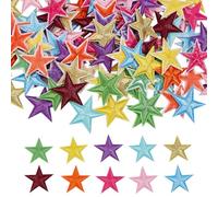 letsinstyle 50Pcs Star Iron on Patches, 1.14 x 1.14 Inches Mini Star Embroidered Applique, Multicolor Embroidery Sew on Patch for Clothing Repair and Decoration DIY Craft