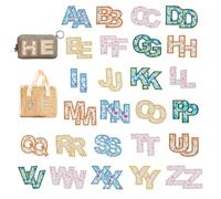 letsinstyle 52 Pcs Floral Fabric Self Adhesive Letter Patches, Embroidered Stick on Letters Applique, A - Z English Repair Patch for DIY Clothing Jackets Backpacks Trucker Hats