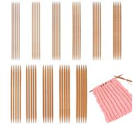 letsinstyle 55 Pcs Double Pointed Knitting Needles, 11 Sizes 5.9 Inch Bamboo Crochet Marking Needle, Wood Straight Crochet Needle for Beginners Making Sweater Scarf Sock