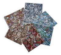 letsinstyle 6 Pcs 100% Cotton Quilting Fabric Bundle, 40 x 50 cm Fat Quarters Squares Fabric Sheet, Paisley Printed Quilting Patchwork for Book Bows Clothing