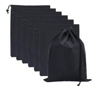 letsinstyle 6 Pcs Black Travel Storage Bags with Toggle, 210D Polyester Drawstring Storage Sack, Cinch and Ditty Stuff Pouch for Gym Traveling Hiking Yoga Shoes Organizer
