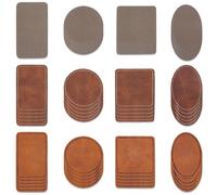 letsinstyle 60 Pcs Blank Leatherette Hat Patches, Rectangle Square Circle Oval Lasable Engravable Blanks, Artificial Leather Iron on Patch for Hats Clothes Shoes Jackets