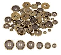 letsinstyle 60Pcs Antique Brass Sew on Metal Buttons, Round Retro 4-Hole Button, Bronze Sewing Fasteners for Men Women Blazer Coat Uniform Shirt Suit and Jacket Sewing Craft DIY