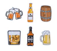 letsinstyle 6Pcs Beer Iron On Patches, Cartoon Mug Cheers Drink Embroidered Repair Sew on Patch, Decorative Applicues for Hats Clothing Jeans Jackets Bags Backpacks Dress Shoes