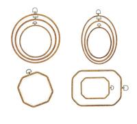 letsinstyle 9 Pcs Embroidery Hoop Frame, Circle Oval Octagonal Cross Stitch Hoop Ring, Imitated Wood Embroidery Display Frame for DIY Sewing Craft and Hanging Ornaments Decor