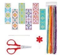 letsinstyle Cross Stitch Bookmark Kit for Beginner, DIY Stamped Embroidery Bookmark Kits, Punch Needle Set for Starter Adults Book Lovers