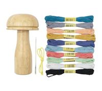 letsinstyle Darning Mushroom for Socks, Wooden Darning Kit with Large Eye Needles Sewing Threads, Darner Kits for Socks Hats Pants Sweaters Repair Stitching and Crafting Projects