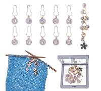 letsinstyle Flower Charm Knitting Row Counter Chains, Number 0~9 Stitch Markers with Lobster Claw Clasps, Alloy Sewing Supply for Knitting Weaving Quilting Handmade Jewelry