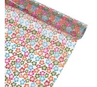 letsinstyle Flower Printed TPU Jelly Faux Leather Fabrics, 11.8 x 47.2 Inch Clear TPU Vinyl Roll, Transparent Clear Jelly Vinyl for Embroidery and Crafting Project