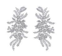 letsinstyle for 2 Pcs 3D Beaded Embroidery Sequin Lace Appliques, Polyester Sequin Flower Appliques, Sew on Flower Fabric Collar Patch for Wedding Clothes Dress Pants Jeans Bag White