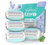 LetsShave Evior 6 Razor Blade Refills for Women (Pack of 4) | Mid-Flex Blades & Dual Moisture Bar infused with Aloe vera & Avacado | Bikini Area & Full Body Hair Removal Razor