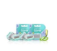 LetsShave Evior 6 Shaving Razor Blades Refills (Cartridge) For Women, Pack fo 4 with Lubricating Strip Enriched with Aloe Vera, Vitamin E and Argan oil, Blades for Women