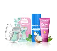 LetsShave Evior Flyyy Complete Shaving Kit for Women with 1 Flyyy Razor + 1 Shave Foam + 1 After Shave Body lotion 100ml, For Arms & Legs, Shaving Kit for Women