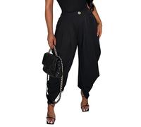 LETSVDO Women's Barrel Dress Pants Baggy Wide Leg Pleated Plazzo Trousers | High Waisted,Loose Fit,Asymmetrical Barrel Leg,Puffy Pants,Work Business Casual Pants,Dressy,Professional,Office,Corporate