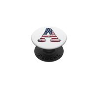 Letter A First Name Monogram initial USA American Flag print PopSockets Adhesive PopGrip
