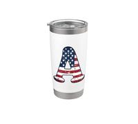 Letter A First Name Monogram Initial USA American Flag Print Stainless Steel Insulated Tumbler